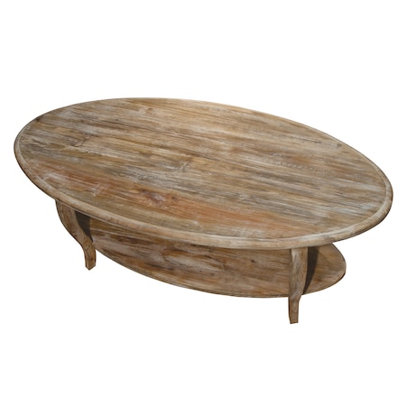 Alaterre Furniture Rustic - Reclaimed Oval Coffee Table, Driftwood ARSA1625